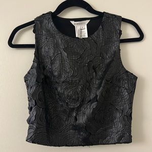 BCBGeneration black faux leather crop top